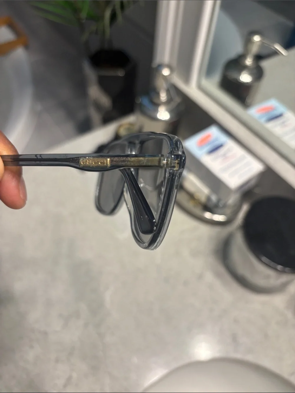 Gucci Translucent Gray Aviator Sunglasses